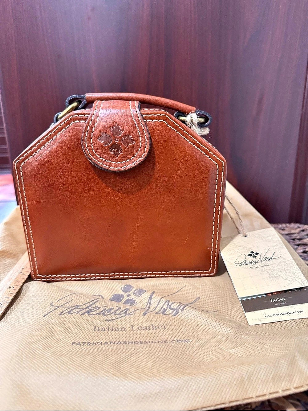 Patricia Nash Cassini Leather Shoulder Bag in Brown